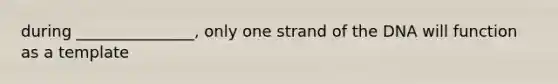 during _______________, only one strand of the DNA will function as a template