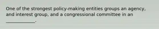 One of the strongest policy-making entities groups an agency, and interest group, and a congressional committee in an _____________.