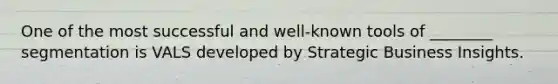 One of the most successful and well-known tools of ________ segmentation is VALS developed by Strategic Business Insights.