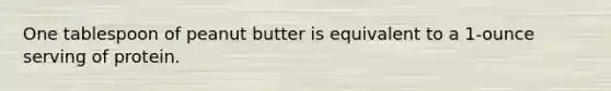 One tablespoon of peanut butter is equivalent to a 1-ounce serving of protein.