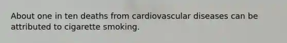 About one in ten deaths from cardiovascular diseases can be attributed to cigarette smoking.