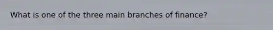 What is one of the three main branches of finance?