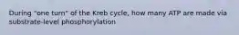 During "one turn" of the Kreb cycle, how many ATP are made via substrate-level phosphorylation