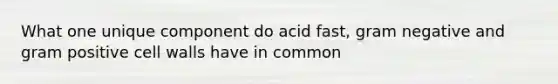 What one unique component do acid fast, gram negative and gram positive cell walls have in common