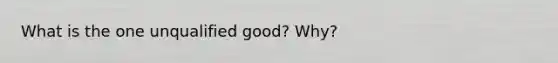 What is the one unqualified good? Why?