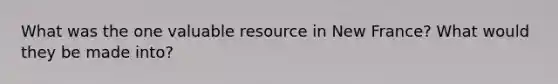 What was the one valuable resource in New France? What would they be made into?