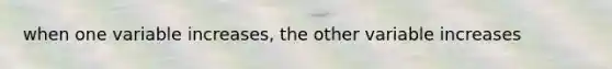 when one variable increases, the other variable increases