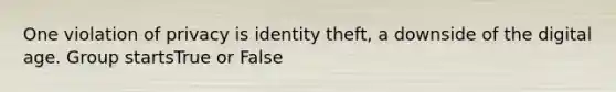 One violation of privacy is identity theft, a downside of the digital age. Group startsTrue or False