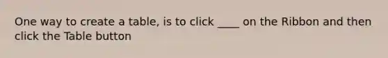 One way to create a table, is to click ____ on the Ribbon and then click the Table button