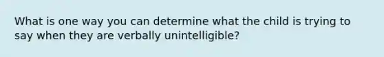 What is one way you can determine what the child is trying to say when they are verbally unintelligible?