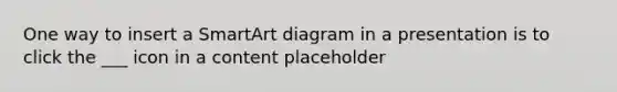 One way to insert a SmartArt diagram in a presentation is to click the ___ icon in a content placeholder