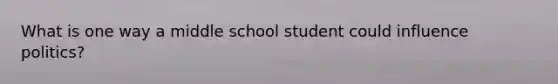 What is one way a middle school student could influence politics?