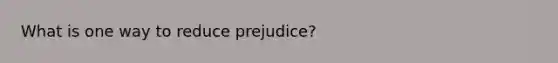 What is one way to reduce prejudice?