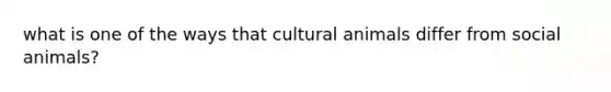 what is one of the ways that cultural animals differ from social animals?