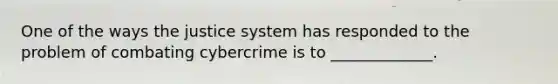 One of the ways the justice system has responded to the problem of combating cybercrime is to _____________.