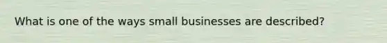 What is one of the ways small businesses are described?