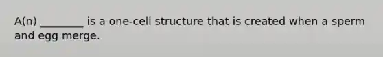 A(n) ________ is a one-cell structure that is created when a sperm and egg merge.