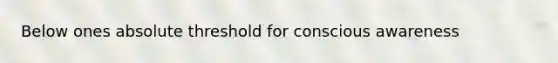 Below ones absolute threshold for conscious awareness