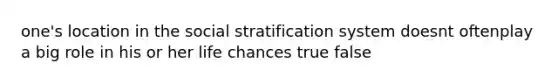 one's location in the social stratification system doesnt oftenplay a big role in his or her life chances true false