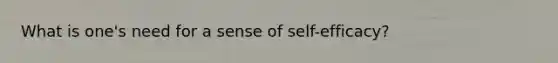 What is one's need for a sense of self-efficacy?