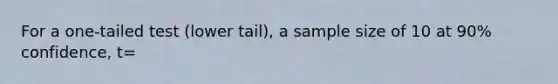 For a one-tailed test (lower tail), a sample size of 10 at 90% confidence, t=