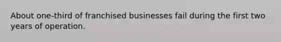 About one-third of franchised businesses fail during the first two years of operation.