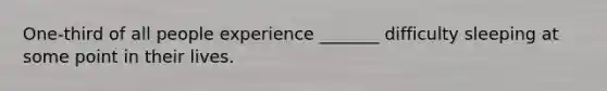 One-third of all people experience _______ difficulty sleeping at some point in their lives.