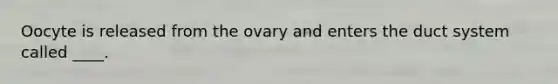 Oocyte is released from the ovary and enters the duct system called ____.