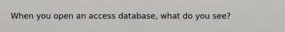 When you open an access database, what do you see?