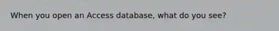 When you open an Access database, what do you see?