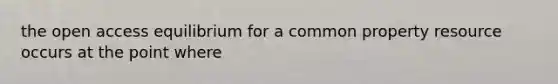 the open access equilibrium for a common property resource occurs at the point where