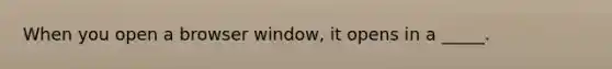 When you open a browser window, it opens in a _____.