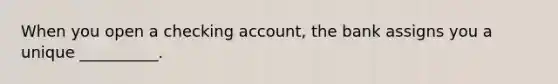 When you open a checking account, the bank assigns you a unique __________.