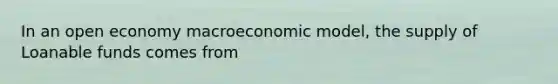 In an open economy macroeconomic model, the supply of Loanable funds comes from