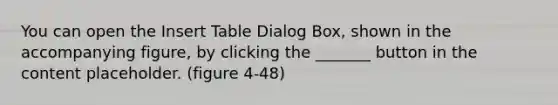 You can open the Insert Table Dialog Box, shown in the accompanying figure, by clicking the _______ button in the content placeholder. (figure 4-48)