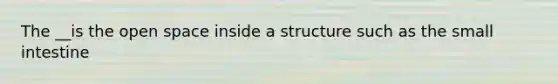 The __is the open space inside a structure such as the small intestine