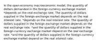 In the open-economy macroeconomic model, the quantity of dollars demanded in the foreign-currency exchange market *depends on the real exchange rate. The quantity of dollars supplied in the foreign-exchange market depends on the real interest rate. *depends on the real interest rate. The quantity of dollars supplied in the foreign-exchange market depends on the real exchange rate. *and the quantity of dollars supplied in the foreign-currency exchange market depend on the real exchange rate. *and the quantity of dollars supplied in the foreign-currency exchange market depend on the real interest rate.