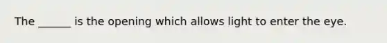The ______ is the opening which allows light to enter the eye.