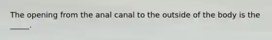 The opening from the anal canal to the outside of the body is the _____.