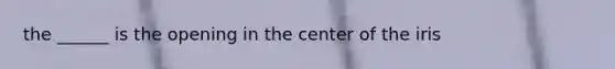 the ______ is the opening in the center of the iris