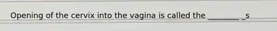 Opening of the cervix into the vagina is called the ________ _s