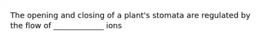 The opening and closing of a plant's stomata are regulated by the flow of _____________ ions