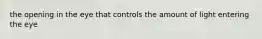 the opening in the eye that controls the amount of light entering the eye