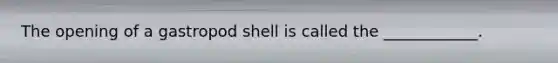 The opening of a gastropod shell is called the ____________.