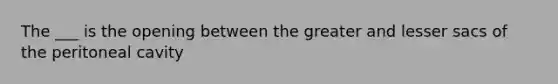 The ___ is the opening between the greater and lesser sacs of the peritoneal cavity