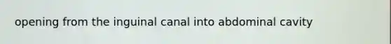 opening from the inguinal canal into abdominal cavity