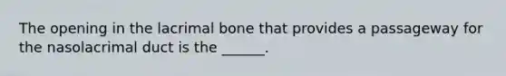 The opening in the lacrimal bone that provides a passageway for the nasolacrimal duct is the ______.