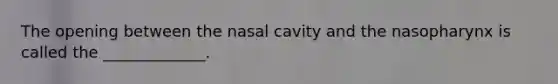 The opening between the nasal cavity and the nasopharynx is called the _____________.