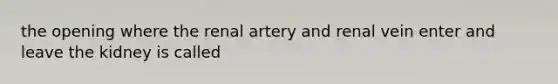 the opening where the renal artery and renal vein enter and leave the kidney is called