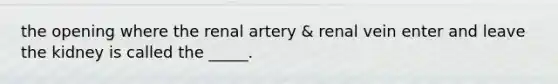 the opening where the renal artery & renal vein enter and leave the kidney is called the _____.